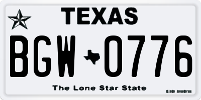 TX license plate BGW0776