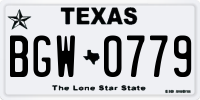 TX license plate BGW0779