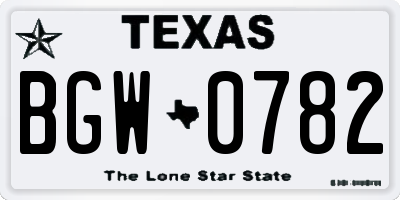 TX license plate BGW0782
