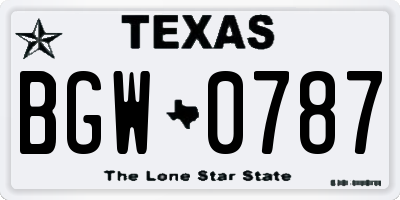 TX license plate BGW0787