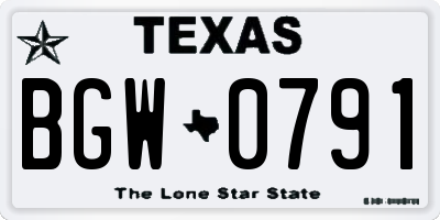 TX license plate BGW0791