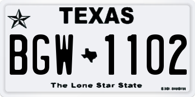 TX license plate BGW1102
