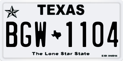 TX license plate BGW1104