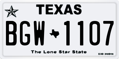 TX license plate BGW1107