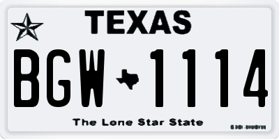 TX license plate BGW1114