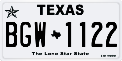 TX license plate BGW1122
