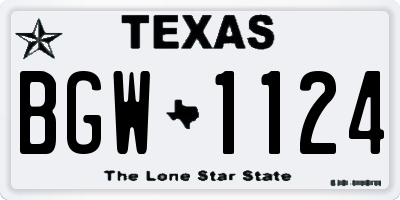 TX license plate BGW1124