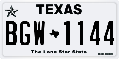 TX license plate BGW1144