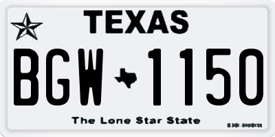 TX license plate BGW1150