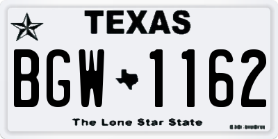 TX license plate BGW1162