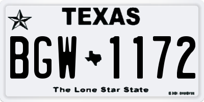 TX license plate BGW1172