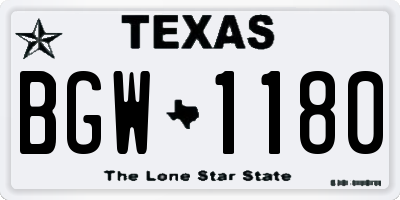 TX license plate BGW1180