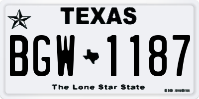 TX license plate BGW1187