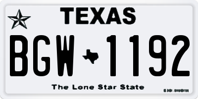 TX license plate BGW1192