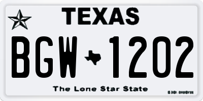 TX license plate BGW1202