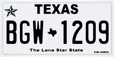 TX license plate BGW1209