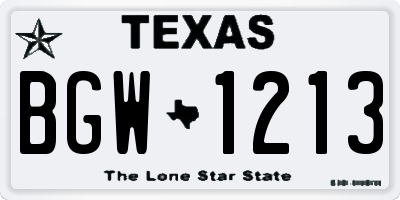 TX license plate BGW1213
