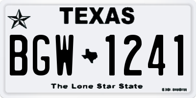 TX license plate BGW1241