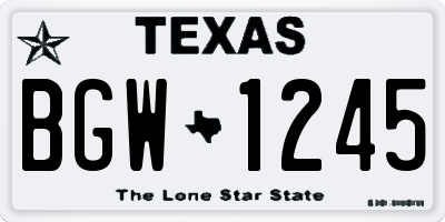 TX license plate BGW1245