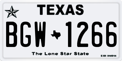 TX license plate BGW1266