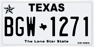 TX license plate BGW1271