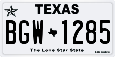 TX license plate BGW1285