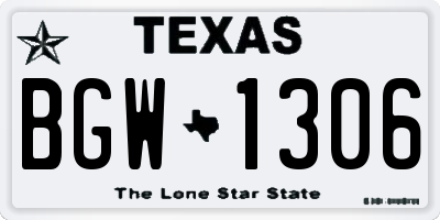 TX license plate BGW1306