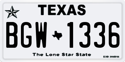 TX license plate BGW1336