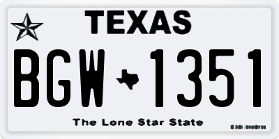 TX license plate BGW1351