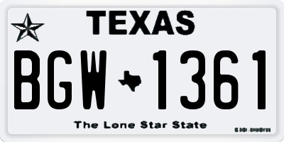 TX license plate BGW1361