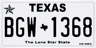 TX license plate BGW1368