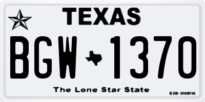 TX license plate BGW1370