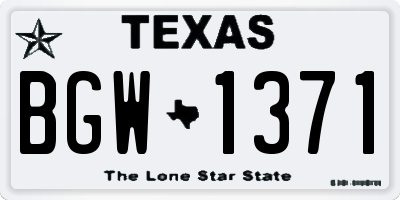 TX license plate BGW1371