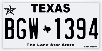 TX license plate BGW1394