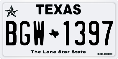 TX license plate BGW1397