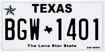 TX license plate BGW1401