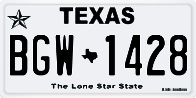 TX license plate BGW1428