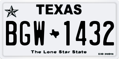 TX license plate BGW1432