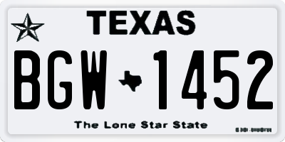 TX license plate BGW1452