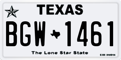 TX license plate BGW1461