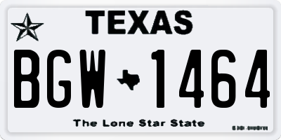 TX license plate BGW1464