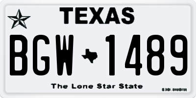 TX license plate BGW1489