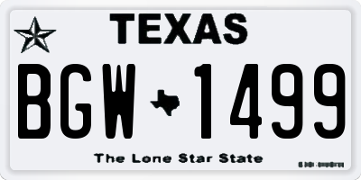 TX license plate BGW1499