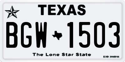 TX license plate BGW1503