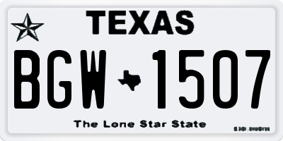 TX license plate BGW1507
