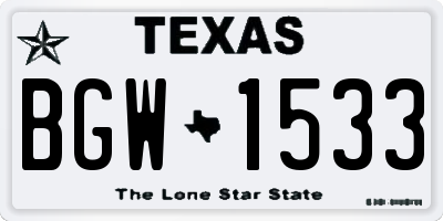 TX license plate BGW1533
