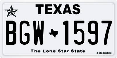 TX license plate BGW1597