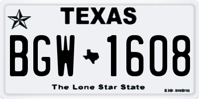 TX license plate BGW1608