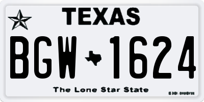 TX license plate BGW1624