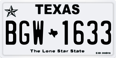 TX license plate BGW1633